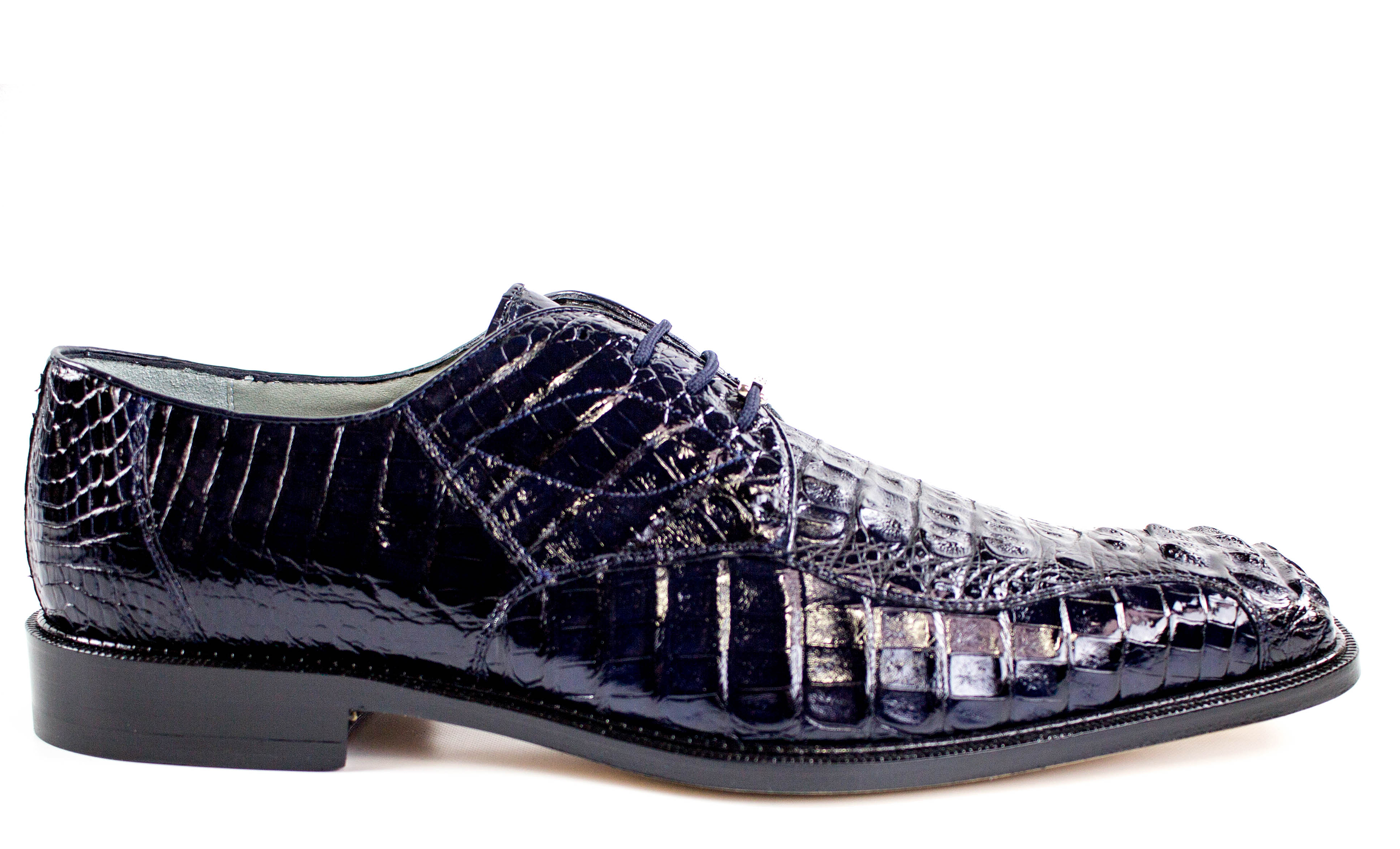Belvedere Mens Navy Blue Authentic Crocodile Shoes Gator Shoes Chapo